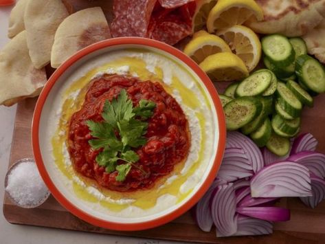 Roasted Red Pepper Salad, Red Pepper Salad, Pita Recipe, Pita Recipes, Pepper Salad, Night Girl, Whipped Feta, Farm Food, Roasted Red Pepper