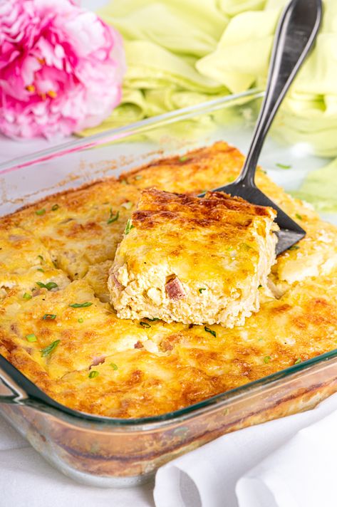 Ham And Swiss Breakfast Casserole, Ham Breakfast Ideas, Ham And Swiss Egg Bake, Diced Ham Breakfast Recipes, Ham And Cheese Breakfast Bake, Egg And Ham Breakfast Casserole, Egg And Ham Breakfast, Ham And Cheese Egg Bake, Ham And Cheese Crustless Quiche