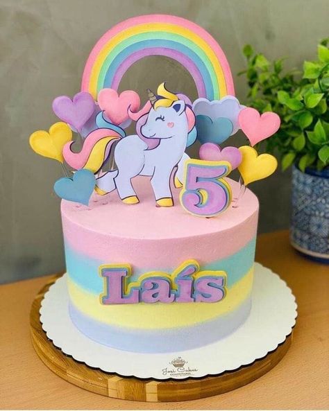 Pastel Color Cake Ideas, Unicorn Theme Cake Design, Cake Designs Birthday Kids Girl, Pony Cake Birthday, Kids Cake Design, Birthday Cake For Girls Kids, Cake With Unicorn, Cake Pony, Cake Unicorn Birthday