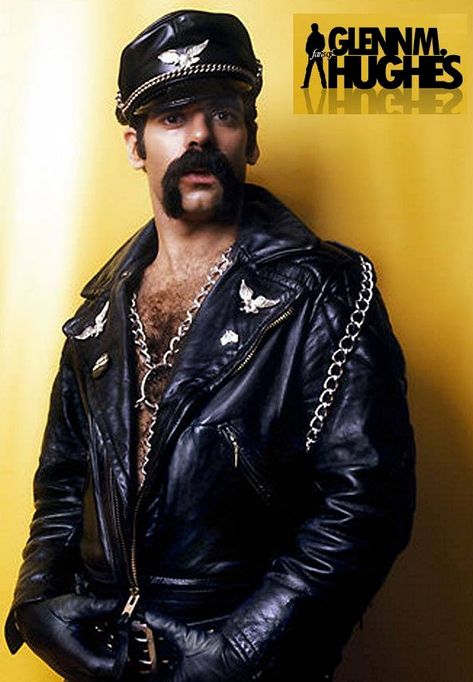 Glenn Hughes, from Village People (singer, USA) Glenn Hughes Village People, Glenn Hughes, Moustache Style, Moustaches Men, Bear Leather, Mustache Men, Vintage Sailor, Scruffy Men, Big Beards