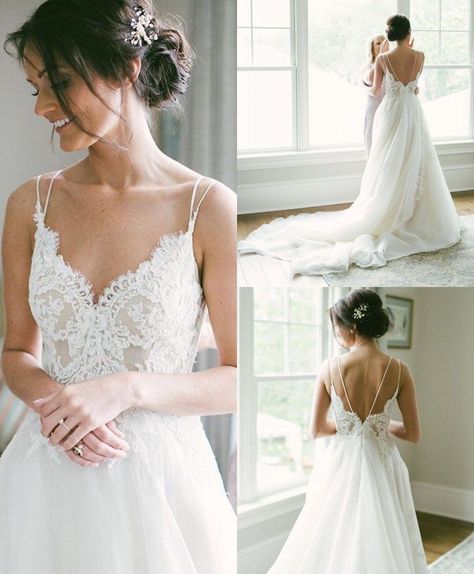 Wedding Dress With Lace, Aline Wedding Dress, Amazing Wedding Dress, Wedding Dresses With Straps, Lace Wedding Dress Vintage, Top Wedding Dresses, Country Wedding Dresses, Backless Wedding, Grace Loves Lace