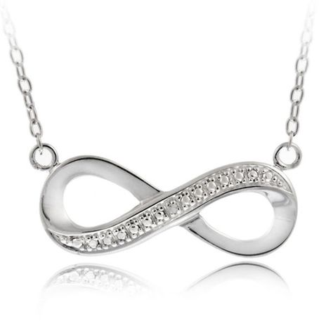 Sterling Silver Diamond Accent Infinity Necklace #AD Silver Infinity Necklace, Necklaces White, Infinity Necklace Silver, Sterling Silver Charm Necklace, Pave Jewelry, Infinity Jewelry, Infinity Pendant, Infinity Necklace, Sterling Silver Chain Necklace