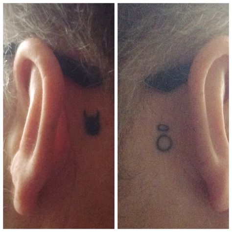 Good and evil! Small tattoo Good And Evil Tattoos Simple, Good And Evil Tattoos, Tattoos Simple, Evil Tattoos, Bff Tattoos, Small Tattoos For Guys, Good And Evil, Small Tattoo, Tattoo Inspo