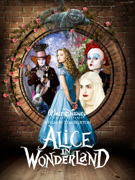 Fan Poster by amidsummernights. Disney Movie Trivia, Alan Rickman Movies, Alice In Wonderland 2010, Alice In Wonderland Poster, Alice In Wonderland Book, Fan Poster, The White Rabbit, Movie Poster Wall, The Mad Hatter