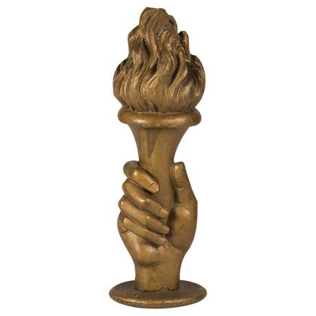 19th Century French Carved & Gilded Wood Sculpture of Hand Holding Flaming Torch Hand Holding Torch, Holding Torch, Flaming Torch, Darkest Dungeon, Collections Of Objects, 19th Century Style, Aging Beautifully, Hand Holding, Art Challenge