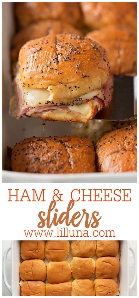 Quick + easy hot Ham and Cheese Sliders are absolutely addicting. They are a crowd favorite and disappear in minutes! #hothamandcheesesliders #hawaiianrolls #sliders #hamsliders #hamandcheese Ham And Cheese Slider, Hot Ham And Cheese Sliders, Hot Ham And Cheese, Easy Slider Recipes, Slider Recipe, Ham Cheese Sliders, Ham Sliders, Ham And Cheese Sliders, Slider Sandwiches