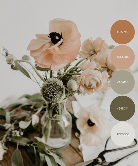 Sage Wedding Colour Palettes, Muted Earth Tone Color Palette Wedding, Spring Neutral Color Palette Wedding, Muted Florals Wedding, Natural Wedding Palette, Wedding Color Schemes For March, Neutral Floral Color Palette, Wedding Color Palette August, September Wedding Ideas Color Palettes