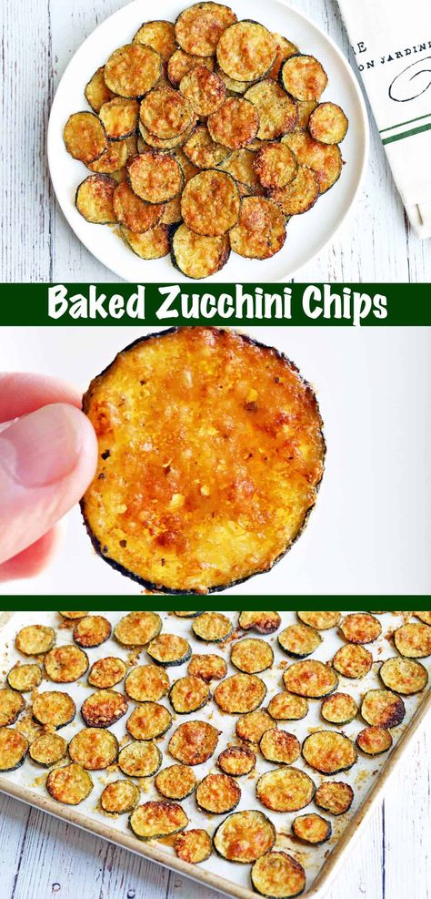 Coated with olive oil, spices and parmesan, then baked into crispy perfection, these zucchini chips are amazing. Zucchini Chips Baked Healthy, Easy Zucchini Chips, Baked Garlic Parmesan Zucchini Chips, Joy Bauer Zucchini Parmesan Crisps, Keto Zucchini Chips Baked, Low Carb Zucchini Chips, Crispy Parmesan Zucchini, Cool Ranch Zucchini Chips, Zucchini Recipes Crispy