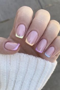 Spring Nails French Tip, Nails Pastel, Medium Nails, Spring Acrylic Nails, French Tip Nail Designs, Nails Nude, Nails Natural, Square Nail Designs, Short Square Nails