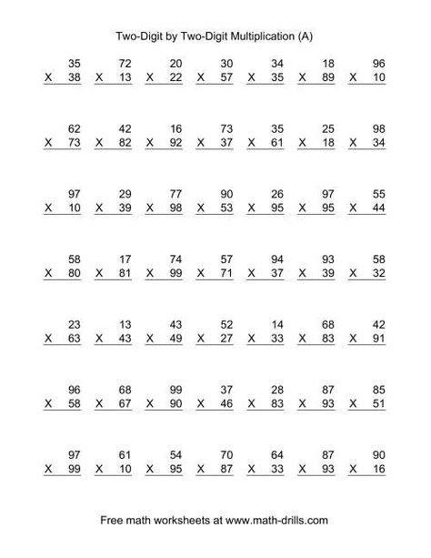 Two Digit Multiplication, Double Digit Multiplication, Free Multiplication Worksheets, Multiplication And Division Worksheets, Printable Multiplication Worksheets, Math Multiplication Worksheets, Multiplication Worksheet, Math Fact Worksheets, Multi Digit Multiplication