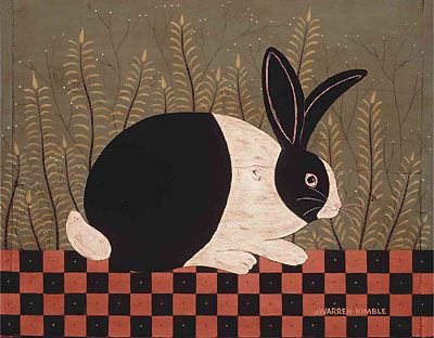 Warren Kimble, Bunny Wall Art, Primitive Painting, Whimsical Paintings, Rabbit Art, Bunny Art, Primitive Folk Art, Primitive Crafts, American Folk Art