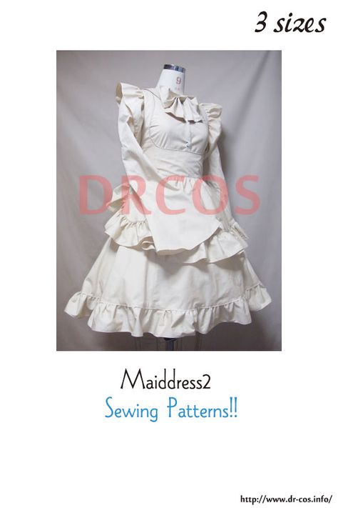 This is the pattern of a Maid dress 2.   cm size(A4 size) Ladies'-S,M,L At present, only Japanese. Maid Dress Sewing Pattern, Maid Dress Pattern Free, Maid Dress Pattern, Cosplay Sewing Patterns, Remaking Clothes, Crafting Templates, Maid Outfit Cosplay, Dress Sewing Patterns Free, Japanese Sewing Patterns