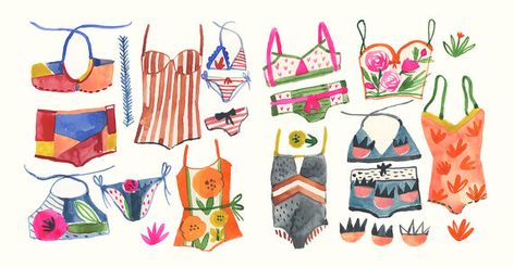 Swimwear Illustration, Carolyn Gavin, English Room, Water Painting, Shape And Form, Toronto Canada, Beach Art, The English, Painting Inspiration