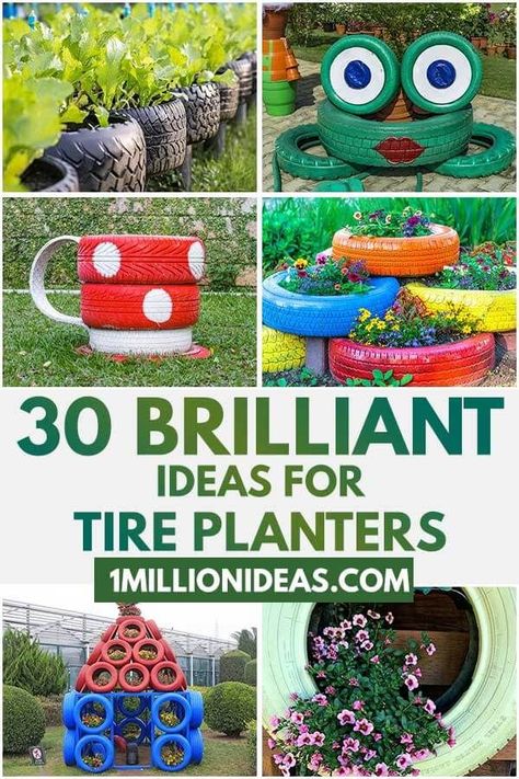 Diy Tire, Painted Tires, Tire Garden, Tire Planters, Tire Art, Old Tires, Planter Ideas, Unique Gardens, Diy Planters