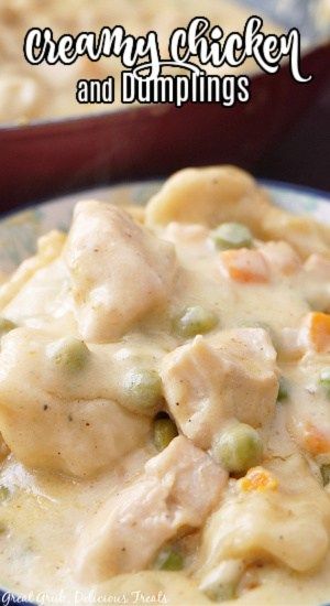 Creamy Chicken and Dumplings is a delicious recipe that is loaded with dumplings, chicken pieces, and veggies. Creamy Chicken And Dumplings, Homemade Chicken And Dumplings, Buttered Vegetables, Homemade Comfort Food, Chicken Dumplings, Homemade Dumplings, Creamy Chicken Soup, Dumpling Recipe, Slow Cooker Pork