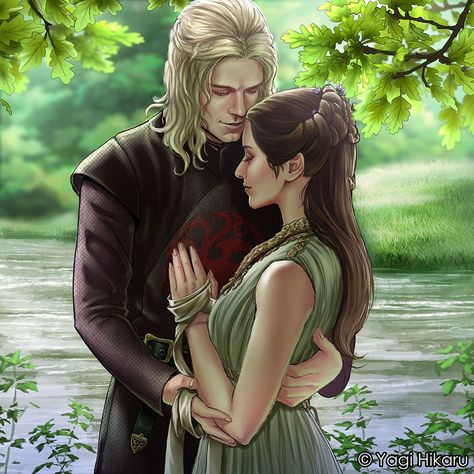 Official Post from Yagi Hikaru: I received MANY requests to draw a secret wedding of the parents of John Snow aka  Aegon Targaryen. I hope you like it^^ My dear Patrons will get : ♥ Undersketch  ♥ all step by step images in full size ♥ High-Res  ♥ PSD file Rhaegar Targaryen Art, Lyanna Stark And Rhaegar, Rhaegar And Lyanna, Rhaegar Targaryen, Lyanna Stark, John Snow, Secret Wedding, Targaryen Art, Asoiaf Art