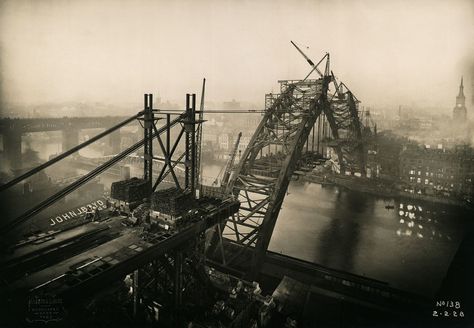 The new bridge rises over the River Tyne | View of progress … | Flickr Tyne Bridge, Bridge Construction, Railway Bridges, North East England, Tyne And Wear, Over The River, Newcastle Upon Tyne, History Photos, Iconic Landmarks