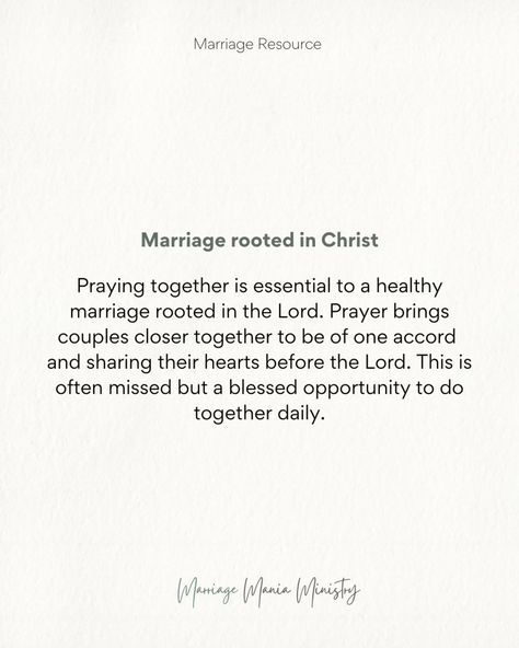 These are all foundational truths we need in our marriage. The Lord truly desires obedience. Isn’t it beautiful to see a marriage that honors Him? We truly want to see marriages transformed. Wives have a role and husbands have a role. We truly need to invite Jesus in our marriage and allow His Word to show us God's way of marriage. ____________________ 🌟Comment BUNDLE to learn more about our latest Bible studies focused on The Biblical Roles of a Husband and a Wife. 👉The Covering, The Ro... Godly Marriage Aesthetic, Godly Marriage Quotes, Praying Couple, Bible Marriage, Stronger Marriage, Biblical Marriage, Godly Marriage, Healthy Marriage, Bible Notes