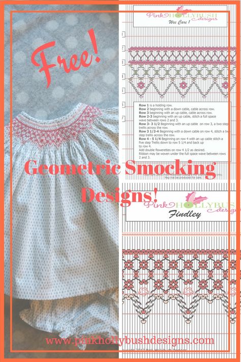 Geometric Smocking, Sewing Classes For Beginners, English Smocking, Smocking Embroidery, Smocking Pattern, Smocking Tutorial, Projek Menjahit, Smocking Plates, Smocking Patterns