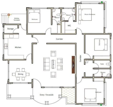 Floor plans in 2022 | Bungalow house floor plans, Modern house floor plans, Building plans house Idea For Tattoo, 3 Bedroom Home Floor Plans, Bungalow House Floor Plans, Tabel Periodik, Four Bedroom House Plans, 2bhk House Plan, Plan Villa, Three Bedroom House Plan, Bungalow Style House