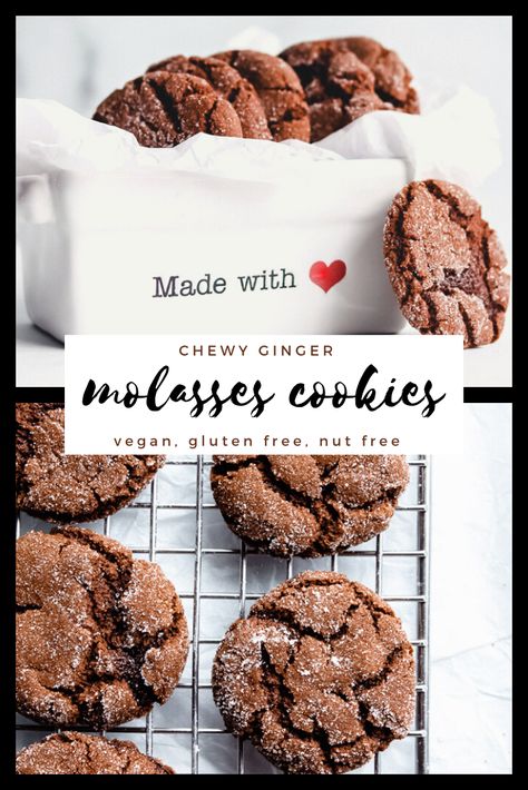 Gluten Free Molasses Cookies, Vegan Ginger Molasses Cookies, Gluten Free Ginger Cookies, Vegan Molasses Cookies, Gluten Free Ginger Snaps, Chewy Ginger Molasses Cookies, Gluten Free Gingerbread Cookies, Molasses Cookie, Vegan Gluten Free Cookies