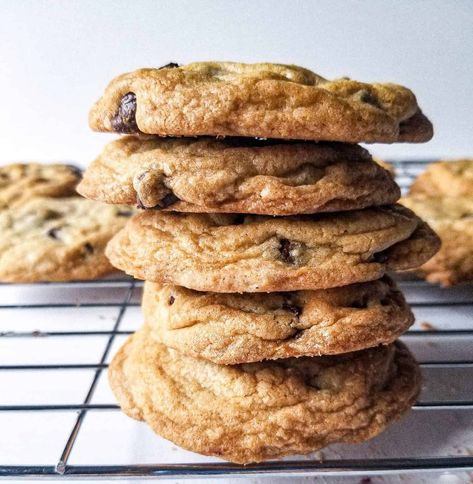 Crispy Chewy Chocolate Chip Cookies - Cooking with Tyanne Crispy Outside Chewy Inside Chocolate Chip Cookies, Cookies Recipes Chewy, Chewy And Crispy Chocolate Chip Cookies, Crispy And Chewy Chocolate Chip Cookies, Crunchy Chocolate Chip Cookies Recipe, Chewy Choc Chip Cookies, Crispy Chewy Chocolate Chip Cookies, Chocolate Chip Cookies Crispy, Quick Chocolate Chip Cookies