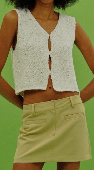 White Crochet Knit Top, Sleeveless Crochet Knit Top, Chic Knit Crochet Tank Top, Knit Crochet Tank Top Vest, Sleeveless Knit Crochet Sweater Vest, Crochet Store, Summer Knit Tops, Knitwear Style, Knit Vest Pattern