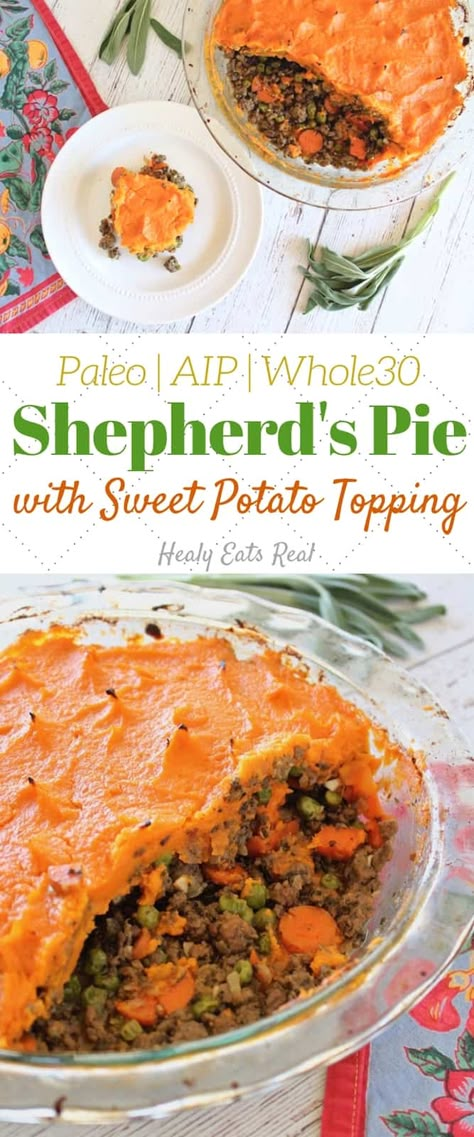 Sweet Potato Paleo, Shepherds Pie Recipe Healthy, Whole30 Recipe, Beef And Veggies, Sweet Potato Toppings, Paleo Menu, Shepherd's Pie Recipe, Potato Toppings, Shepherds Pie Recipe