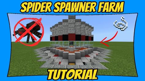 Spider Spawner Farm, Minecraft Mobile, Minecraft Tutorials, Minecraft Inspiration, Pocket Edition, Minecraft Tutorial, Minecraft Ideas, Building Ideas, Mobile Legends