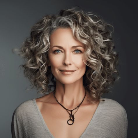 27 Flattering Curly Hairstyles for Women Over 60 Natural Curly Hair Cuts, Grey Curly Hair, Curly Hair Photos, Short Curly Haircuts, Medium Curly Hair Styles, Haircuts For Curly Hair, Haircuts For Medium Hair, Shag Haircut, Curly Hair Cuts