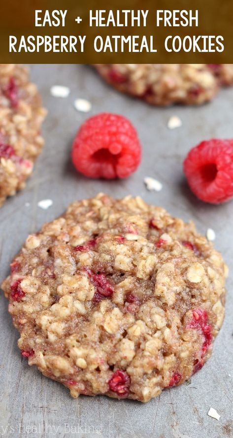 Raspberry Oatmeal Cookies, Oatmeal Cookies Soft, Raspberry Cookie Recipes, Clean Eating Cookies, Raspberry Oatmeal, Oatmeal Cookie Recipe, Oatmeal Cookies Easy, Cookie Recipe Video, Healthy Food Habits