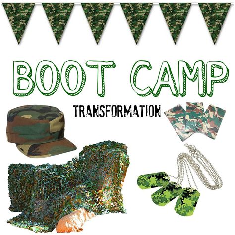 I’ve done the shopping for you! Here are the best deals on Amazon: Camo Tablecloths Came Netting Camo Pennant Dog Tags Hat for Teacher Blowup Tires A peak inside my transformation box ( I love the plastic camo hats, but was unable to find them this year for purchase): Lesson Ideas: First I make up... Read More Bootcamp Classroom Transformation, Boot Camp Theme, Boot Camp For Kids, Camp Classroom, Army Boot Camp, Staar Review, Camping Theme Classroom, Camp Theme, Vbs Themes