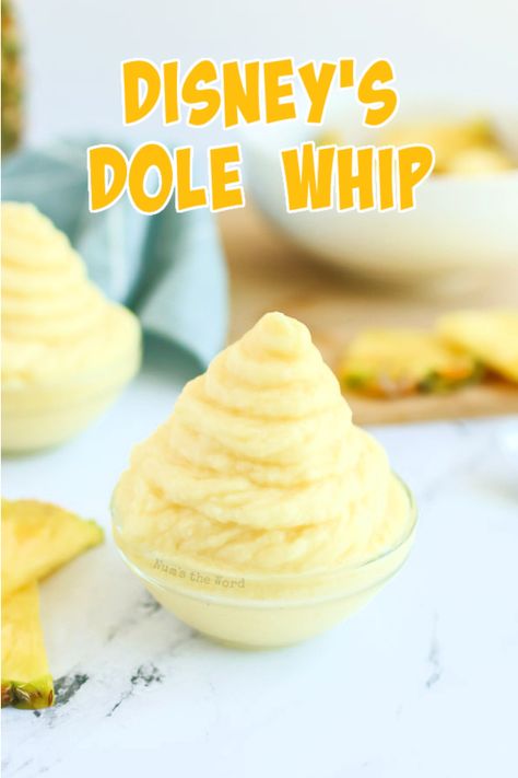 Disney World Dole Whip, Disneyland Desserts, Lemon Cream Cheese Bars, Dole Whip Recipe, Easy Homemade Desserts, Homemade Recipes Dessert, Disneyland Food, Dairy Free Ice Cream, Pineapple Recipes