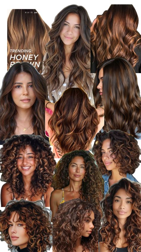 Brunette warmed up with honey/caramel/copper balayage 2c,3A hair Caramel Copper Balayage, 2c 3a Hair, Hair Inspo Brunette, Caramel Balayage Brunette, Balayage Hair Copper, 3a Hair, Beige Blonde Hair, Honey Balayage, Copper Balayage