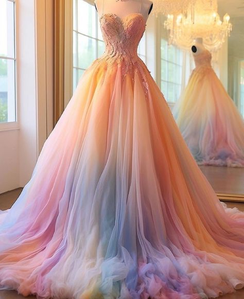 Rainbow Veil Wedding, Pastel Rainbow Wedding Dress, Rainbow Ball Gown, Rainbow Prom Dress, Pastel Rainbow Dress, Rainbow Gown, Rainbow Wedding Dress, Wedding October, Wonderland Dress