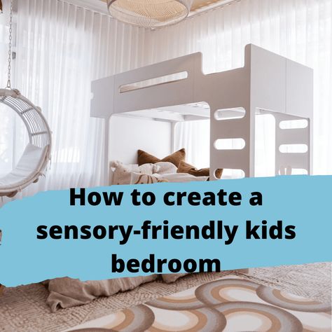 Sensory Space Under Loft Bed, Sensory Friendly Home, Neurodivergent Bedroom, Calming Kids Bedroom, Sensory Friendly Bedroom, Sensory Bedroom Ideas, Sensory Kids Room, Sensory Bed, Sensory Bedroom