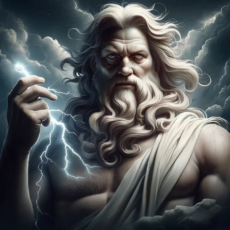 Download Ai Generated, Zeus, God. Royalty-Free Stock Illustration Image Zeus Greek, Zeus Jupiter, Zeus God, Thunder Photography, Greece History, Warriors Illustration, Great Warriors, Electric Energy, Greek Goddess Costume