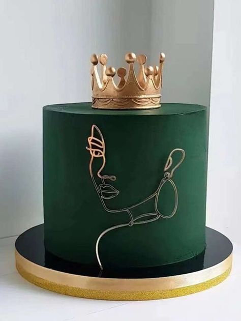 Aesthetic Cake Designs Cute, Green Cake Design, Ballet Birthday Cakes, Green Birthday Cakes, Modern Birthday Cakes, Kids Birthday Party Cake, Patterned Cake, 30 Birthday Cake, Elegant Birthday Cakes