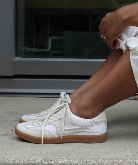 NOTICE STITCH SNEAKERS IVORY CALF HAIR – Dolce Vita Cute Sneakers For Women, Stitch Sneakers, Dolce Vita Sneakers, Dressy Sneakers, European Shoes, Chic Sneakers, Cute Sneakers, Lace Sneakers, Shoe Inspiration