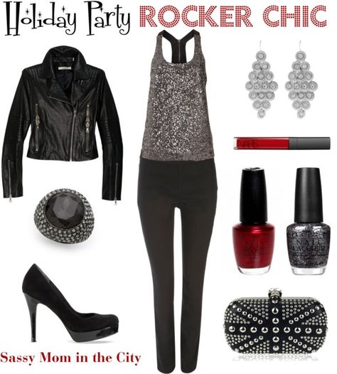 Holiday Party Attire - Rocker Chic House Party Outfit Casual, House Party Outfits, Party Outfit Fall, Rocker Chic Outfit, House Party Outfit, Christmas Party Outfit Work, Punk Chic, Holiday Party Attire, Casual Party Outfit