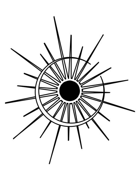 Black Hole Sun Tattoo, Astros Tattoo, Sunburst Tattoo, Rays Tattoo, Apollo Tattoo, Black Hole Tattoo, Eclipse Tattoo, Tattoos 2023, Pretty Hand Tattoos