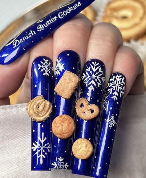 Cookie Nails, Lemon Freeze, Nail Charms Jewelry, Danish Butter Cookies, Acrylic Diy, Nail Charm, Dope Nail Designs, Winter Nail Art, Slim Shady