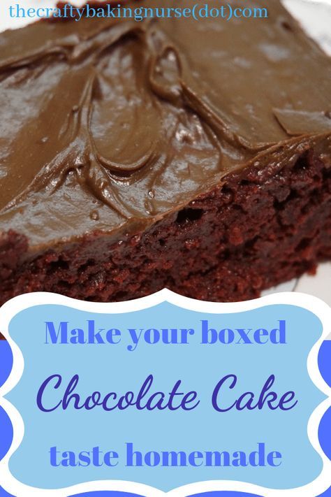 Make your chocolate boxed cake mix taste like it came from a bakery. Making Boxed Cake Taste Like Bakery, Amish Baking, Old Fashioned Chocolate Cake, Chocolate Box Cake, Chocolate Cake Mix Recipes, Choco Cake, Box Cake Recipes, Boxed Cake Mixes Recipes, Devils Food Cake Mix Recipe