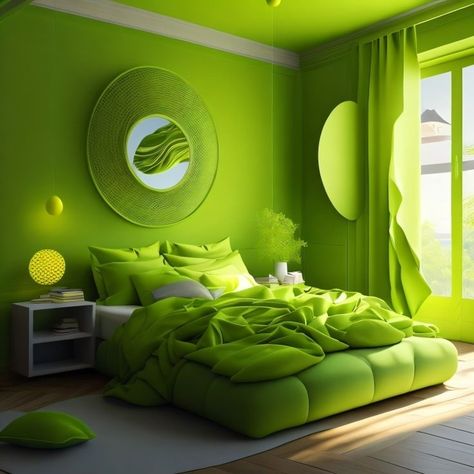 Lime Green Room, Lime Green Bedroom, Green Wall Ideas, Lime Green Rooms, Lime Green Wall, Green Room Colors, Lime Green Bedrooms, Lime Green Walls, Green Bedroom Design