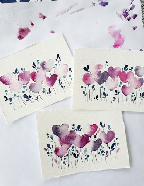 Watercolor Paintings Valentines Day, Valentine's Watercolor Cards, Valentines Water Color Cards, Watercolor Art Valentines Day, Watercolor Art Valentines, Valentines Day Cards Watercolor, Valentine Card Watercolor, Valentine Watercolor Cards Watercolour, Valentines Card Watercolor