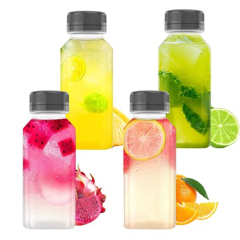 PRICES MAY VARY. Package includes 4Pcs 10 OZ plastic juice bottles, with Black tamper caps, The tamper forms an air-tight, leak seal, No spills or drips. Size: The bottle mouth is 1.5 inch wide, 5.91 inch high, and 1.97 inch wide. Material: High quality PET plastic, in line with food grade safety, durable and wear resistant, NOT DISHWASHER SAFE. Function: Suitable for storing homemade drinks such as juice, milk, milkshakes, iced coffee, ideal for homemade liquids. QUALITY GUARANTEE: Any product Plastic Milk Bottles, Camping Bedarf, Clear Water Bottle, Drink Syrups, Plastic Milk, Take Out Containers, Homemade Drinks, Food Storage Containers Organization, Camping Supplies