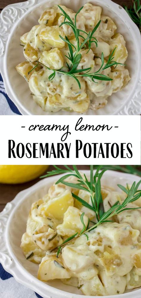 Side Dishes Veggies, Recipes Side Dishes, Creamy Potatoes, Rosemary Recipes, Rosemary Potatoes, Lemon Potatoes, Easter Dinner Recipes, Lemon Rosemary, Vegetarian Main Dishes