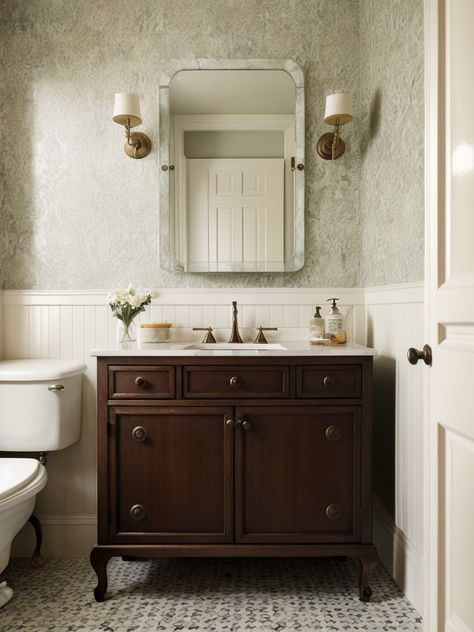 Blending Contemporary with Rustic: Modern Farmhouse Bathroom Design Ideas | aulivin.com Small Bathroom Ideas Traditional, Traditional Small Bathroom Ideas, Bathroom Ideas Timeless, Timeless Bathroom Ideas, Timeless Bathroom Tile, Antique Bathroom Ideas, Modern Farmhouse Bathroom Design, Modern Farmhouse Bathroom Ideas, Bathroom Beige