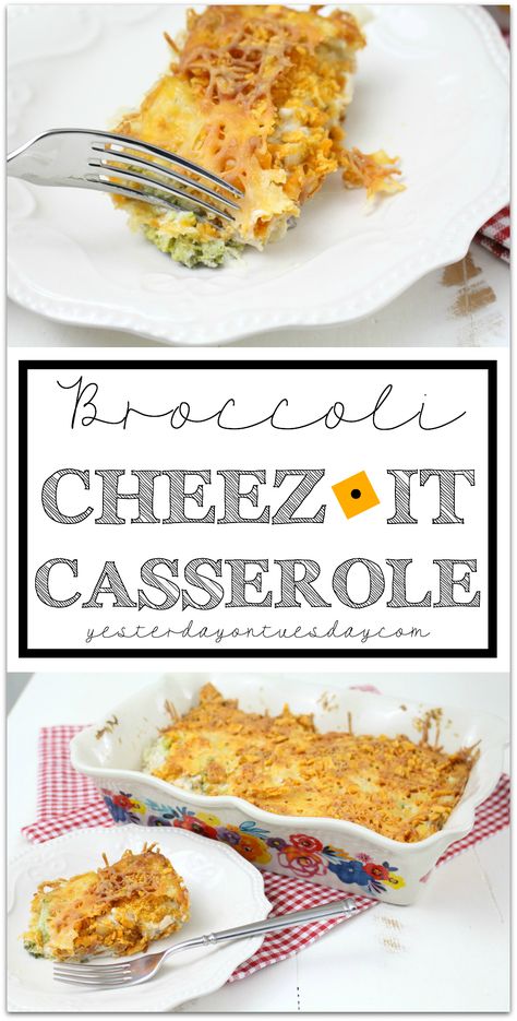 Broccoli Cheez It Casserole: A delicious and satisfying side dish that your family and friends will love! Cheez It Recipe, Casserole Broccoli, Veggie Plate, Broccoli Cheese Casserole, Veggie Casserole, Chicken Broccoli Casserole, Cauliflower Casserole, Cooking Dishes, Broccoli Casserole