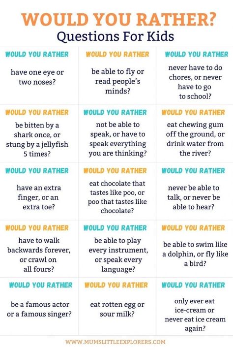 Fun Questions For Kids, Questions To Ask Someone, Funny Questions To Ask, Funny Would You Rather, Conversation Starters For Kids, What Would You Rather, Questions For Kids, Ag Teacher, Kids Questions